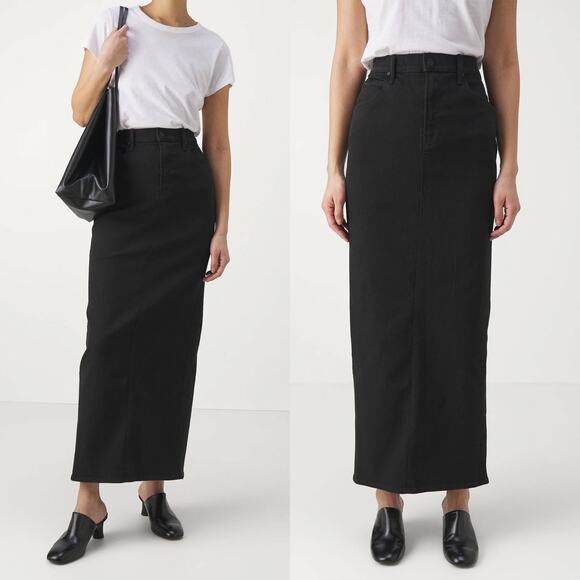 MOTHER NWT The Flagpole Demin Maxi Skirt in Black Size 27 - Picture 1 of 15